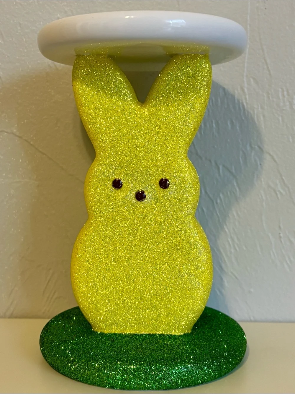 Bath & Body Works Yellow Glitter Peeps Marshmallow Bunny 3 Wick Candle Holder